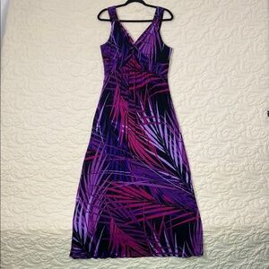Denver Hayes Maxi Dress Purple Black Pattern Size Large
